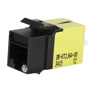 Ortronics KT2J6A25-00 Category 6a Keystone Jack, Lacing Cap Termination, 25-Pack, Black