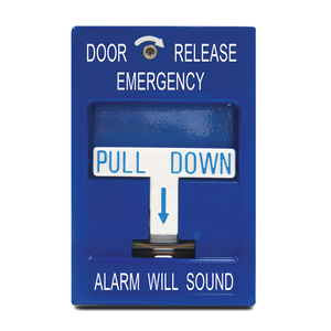 Potter RMS-6T-WP-LP Weatherproof Dual-Action Pull Station, HAZMAT Text, Blue