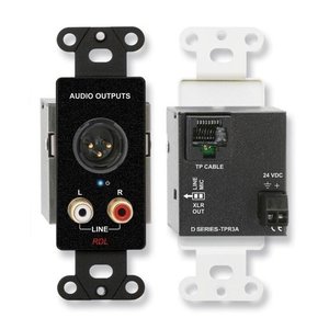 RDL DB-TPR3A Active Triple Pair XLR and RCA Stereo Audio Output over RJ45 Receiver Module, Black