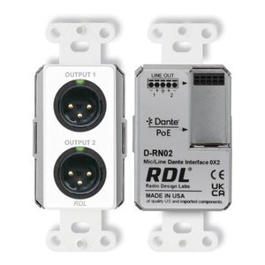 RDL D-RN02 (2)Wall-Mounted Mic/Line Dante Interface, 100Mbps