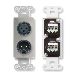 RDL DS-XLR2 Decora Wall Plate with XLR 3-Pin Female and 3-Pin Male Connectors, Stainless Steel