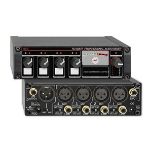 RDL RU-MX4T Professional 4-Channel Microphone/Line Mixer with Phantom Power and Transformer