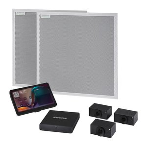 Shure IMXRK80 IntelliMix Room Kit 80, Includes (2) Shure MXA902 Ceiling Microphone + Speaker, (3) Huddly L1 Networked Camera, IntelliMix Compute, IntelliMix Touch Panel, and Network Switch