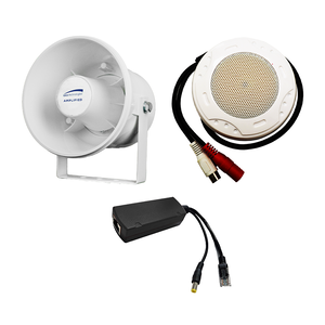 Speco AVS01KIT Two‑Way Audio Kit with 20W PoE Speaker and Microphone, ABS 6'' Speaker, Indoor Microphone, PoE Splitter