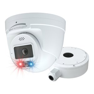 Speco O8TDD2 8MP AI Turret IP Camera, Audio and Visual Deterrent, WDR, 2.8mm Fixed Lens, White