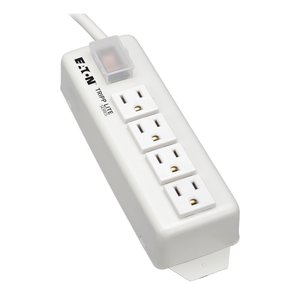 Eaton Tripp Lite TLM406NC 6-Outlet Power Strip, 4' Cord, 15A, Right-Angle Plug, Metal Housing, Gray
