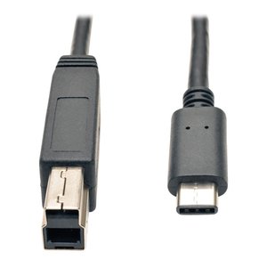 Eaton Tripp Lite U422-003-G2 USB-C to USB-B Cable, USB 3.2 Gen 2, 10Gbps, Thunderbolt 3 Compatible, 3', Black