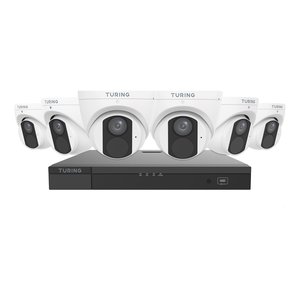 Turing Video TLK6T482 LITE IP Security Video Kit with 8-Channel NVR 2TB and 6x 4MP Turret Camera with 2. 8mm Lens, White