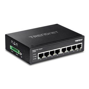 TRENDnet TI-PG80 8-Port Hardened Industrial Gigabit PoE+ DIN-Rail Switch, 16Gbps