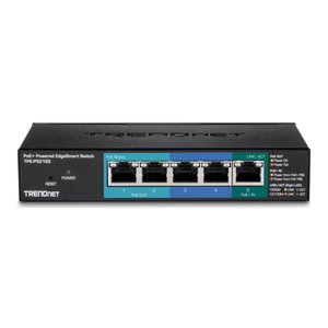 TRENDnet TPE-P521ES 5-Port Gigabit PoE+ Powered EdgeSmart Switch with PoE Pass-Through, 10 Gbps