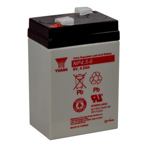 Yuasa NP4.5-6 6V, 4.5Ah Rechargeable SLA Battery, Terminals