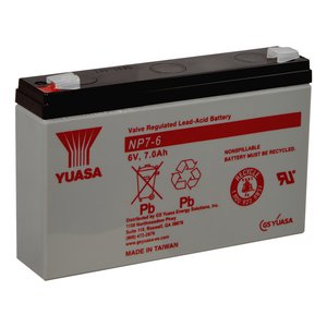 Yuasa NP76 6V, 7Ah Rechargeable SLA Battery, Terminals