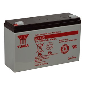 Yuasa NPX50 6V, 50W Cell Valve Regulated Rechargeable SLA Battery, Terminals
