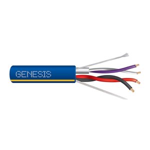Genesis 1244106Y 22/1-Pair Shielded + 18/2 Stranded Lutron Cable, General Purpose, CM, 1000' (304.8 m) Reel, Blue w/ Yellow Stripe