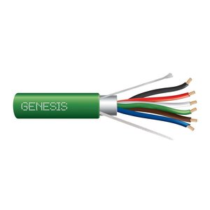 Genesis 32161005 18-6 Stranded BC Multiconductor Shielded Cable, Plenum, CMP, FT6, Overall Aluminum Shield, 1000' Reel, Green