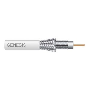 Genesis 50031101 RG6 CCS 75 Ohm Coaxial with Dual-Shield Cable, General Purpose, CATV, 1000' (304.8 m) Pull Box, White