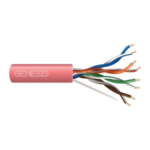 Genesis 50781111 24/4-Pair Cat 5e Unshielded (U/UTP) Networking Cable, Riser, CMR, 1000' (304.8 m) Pull Box, Pink