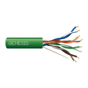Genesis 50881105 24/4-Pair Cat 5e Unshielded (U/UTP) Plenum Cable, Plenum, CMP, FT6, 1000' (304.8 m) Pull Box, Green