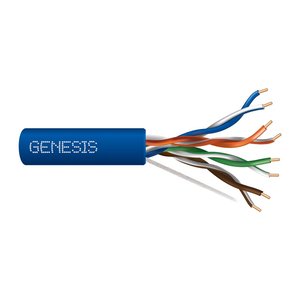Genesis 50881106 24/4-Pair Cat 5e Unshielded (U/UTP) Plenum Cable, Plenum, CMP, FT6, 1000' (304.8 m) Pull Box, Blue