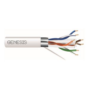Genesis 53931001 23/4-Pair Cat 6A Unshielded Riser Networking Cable, Plenum, CMP, FT6, 1000' (304.8 m) Reel, White