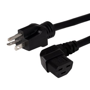 WattBox WB-PWR-20A-C21R-3 20A Heavy Duty Male Power Cord with 3-Prong IEC C21 Socket, Right Angle, 3'