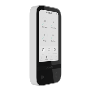 AJAX 58473.148.WH3 Keypad Touchscreen Jeweller Wireless Keypad with Touch IPS Display, Supports BLE and Encrypted Contactless Cards and Key Fobs, White
