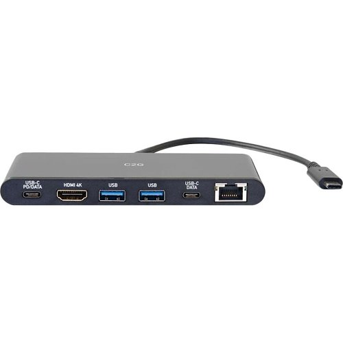 C2G CG28845 USB-C 6-in-1 Mini Docking Station with HDMI, Ethernet, USB and Power Delivery up to 60W, 4K 30Hz