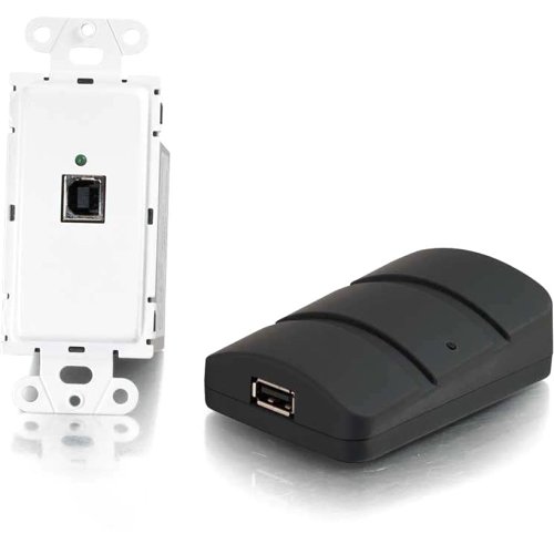 C2G CG53878 USB 2.0 Over CAT5 Superbooster Wall Plate Transmitter to Dongle Receiver Kit