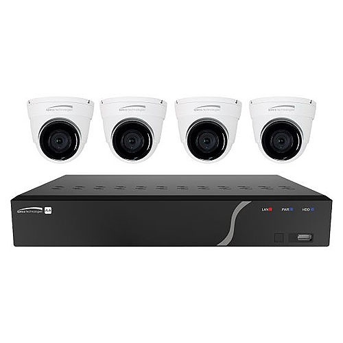 Speco ZIPK4T2 4-Channel H.265 NVR with 4 Outdoor IR 5MP IP Cameras, 2.8mm Fixed Lens, 1TB, Kit