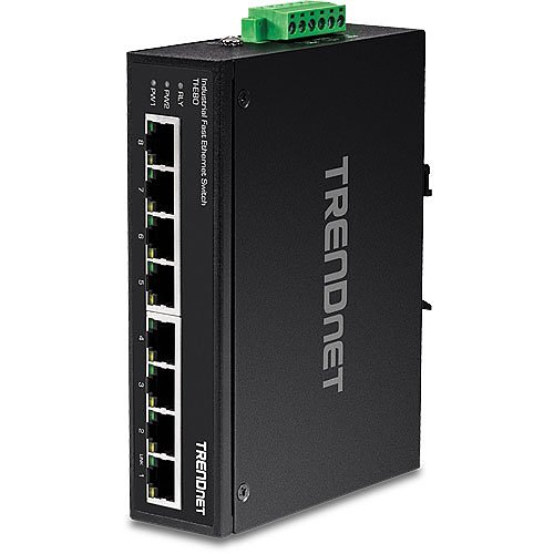 TRENDnet TI-E80 8-Port Industrial Fast Ethernet DIN-Rail Switch, 1.6Gbps