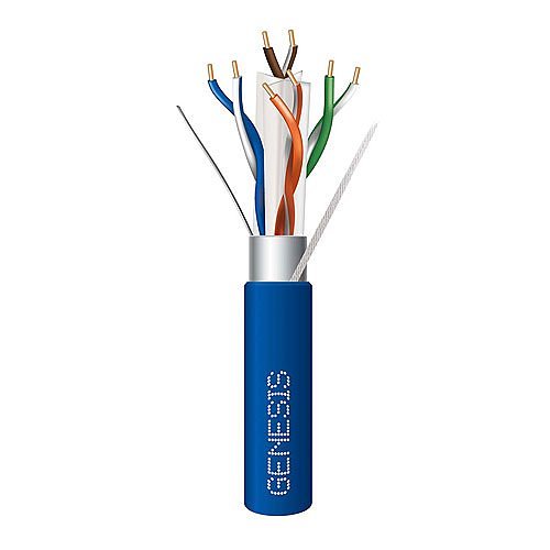 Genesis 53921006 CAT6 Plus Plenum Cable, 23/4 Solid BC, Shielded, CMP, FT6,  1000' (304.8m), Reel, Blue