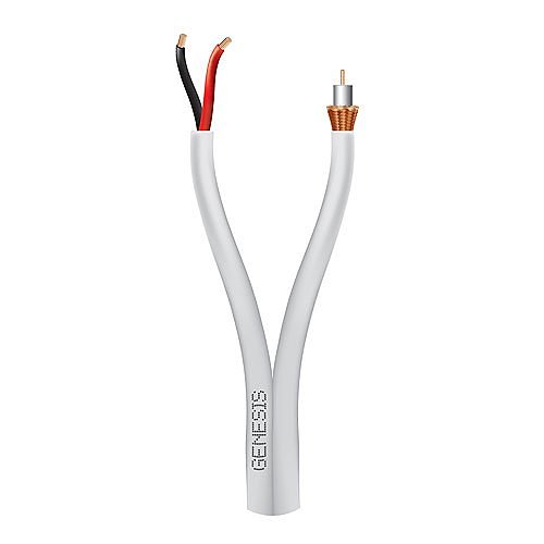 Genesis 65086101 RG59 BC with CCA Braid and 18/2 General Purpose Video Cable, CL3, CM, Sunlight Resistant, 500' (152.4m) REELEX Pull Box, White