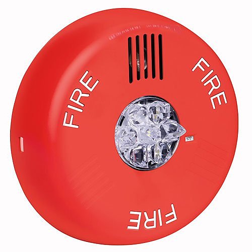 Eaton ELHSRC Eluxa LED Horn Strobe, Red, Ceiling, 24V, 15/30/75/110/150/177CD, FIRE