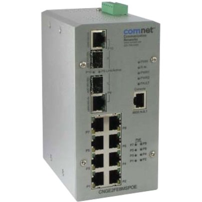 ComNet CNGE2FE8MSPOE+ Managed Ethernet Switch with (8) 10/100 BASE-TX + (2) 10/100/1000 BASE-TX/FX Ports and PoE