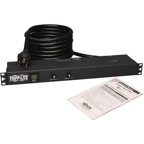 Tripp Lite PDUMH30 2.9kW Single Phase PDU with Digital Spot Meter, 120V Outlets (12 5-15/20R), L5-30P, 15' Cord, 1U Rackmount