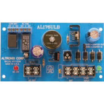 Altronix AL176ULB Access Control Power Supply Charger with Single PTC Class 2 Output, 12/24VDC at 1.75A, FAI, 24VAC, Board