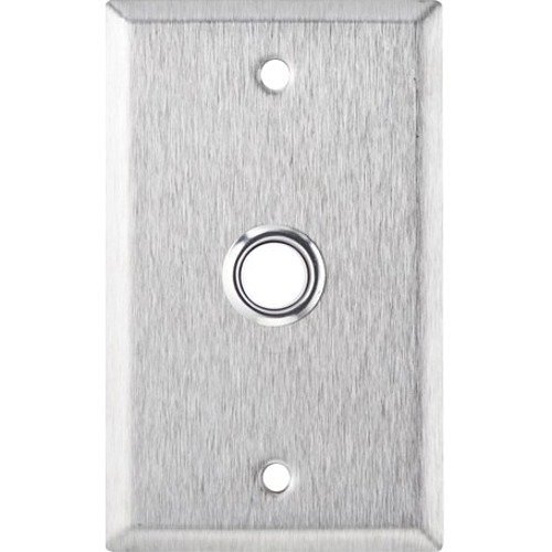 Alarm Controls RP-100302 Remote Wall Plate with White Push Button, Single Gang, Weatherproof, Stainless Steel