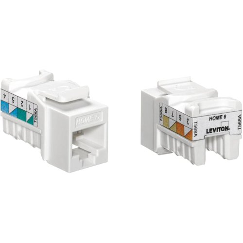Leviton 61HOM-RW6 HOME 6 Snap-In Jack, T568A/B Wiring, White