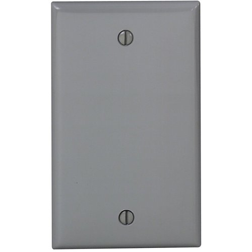 Leviton 80714-0GY 1-Gang No Device Blank Wallplate, Standard Size, Thermoplastic Nylon, Box Mount, Gray