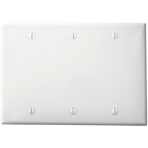 Leviton 80735-00W3-Gang No Device Blank Wallplate, Standard Size, Thermoplastic Nylon, Box Mount, White