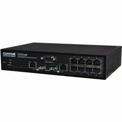 ComNet CWGE2FE8MSPOE Commercial Grade Managed Ethernet Switch: (8) 10/100TX RJ45 + (2) 10/100/1000TX or 100/1000FX SFP Ports and Power over Ethernet (PoE)