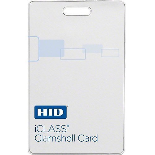 HID 2080HPMSMV iCLASS 2K/2 Clamshell Smart Card, SIO + Standard iCLASS, Programmed, Matte Front, Logo Back, Matching Numbers, Vertical Slot Punch