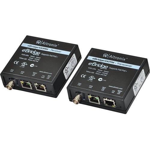 Altronix eBridge100RMT EoC or Long-Range Ethernet Single Port Adapter Kit, 100Mbps, Passes PoE/PoE+