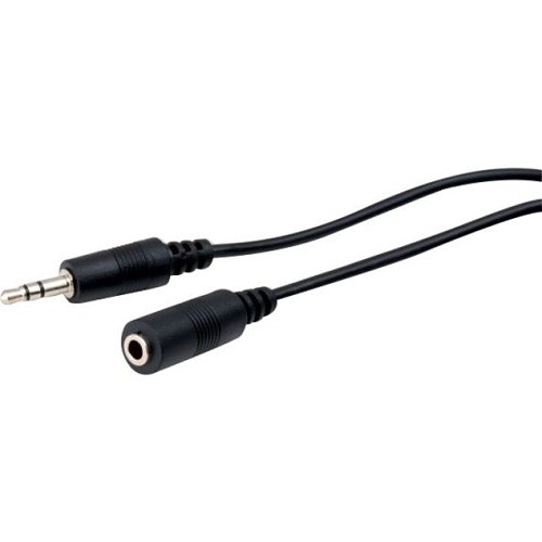 Vanco AC132 3.5 mm Stereo Plug to 3.5 mm Stereo Jack, Shielded Patch Cable, Nickel Plated, 6', Black