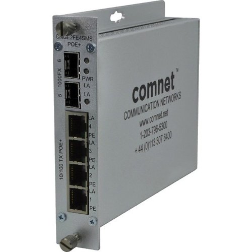 ComNet CNGE2FE4SMSPOE 10/100/1000TX Drop/Insert/Repeat Gigabit Uplink Switch with Optional PoE+