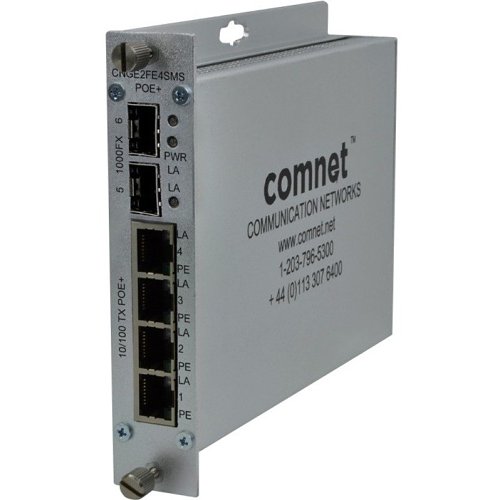 ComNet CNGE2FE4SMSPOEHO 10/100/1000Mbps Drop/Insert/Repeat Gigabit Uplink Switch with Optional PoE+