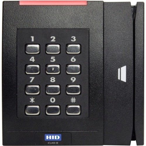 HID 925NTNNEK00200 multiCLASS SE RMK40 Smart Keypad Reader, 13.56 MHz Maximum Compatibility, Wiegand, Pigtail, Standard v1, LED Red, Flash Green, CSN 32-BIT MSB, 4-BIT MSG, Black