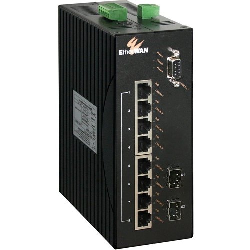 EtherWAN EX78802-0VBT 8-Port 10/100base-Tx PoE + 2-Port Gigabit Hardened Managed Ethernet Switch
