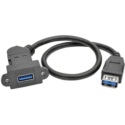 Tripp Lite U325-001-KPA-BK 1' USB 3.0 Keystone Panel Mount Coupler Cable F/F Angled Connector, All-in-One, Black