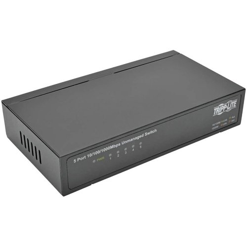 Tripp Lite NG5 5-Port 10/100/1000 Mbps Desktop Gigabit Ethernet Unmanaged Switch, Metal Housing, Supports Auto MDI/MDIX Cross-Over Function